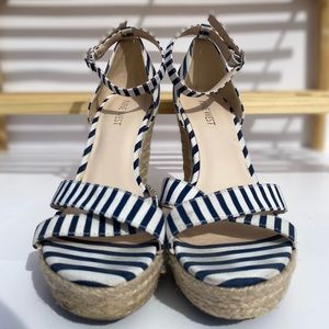 Navy Blue Stripped Wedges